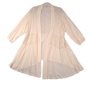 Simply Noelle Women’s Open Front Cardigan XXL Plus Cream Lace Boho Cottagecore